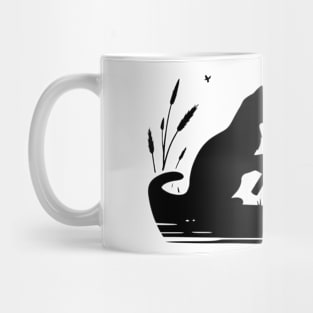 Feline Nature Lover Fishing Kitten Silhouette Cat Mug